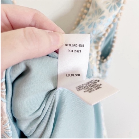 Lulu's Afternoon Affair sheath dress blue floral mini peplum jacquard - Picture 10 of 11